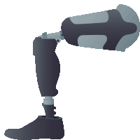 a drawing of a prosthetic leg with a foot attached to it