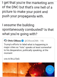 a tweet from chris cillizza shows a picture of a building on fire