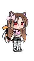 a cartoon girl with cat ears and a tail