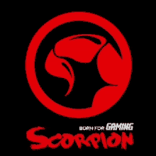 a logo for scorpion born for gaming with a black background