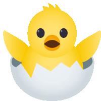 a cartoon chick is coming out of an egg shell