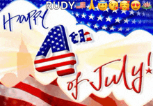 a 4th of july greeting card with an american flag and smiley faces