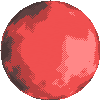 a pixel art illustration of a red planet with a black border