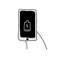 a drawing of a cell phone with a battery icon on the screen .