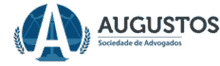 a logo for augustos sociedade de advogados with a scale of justice in the center