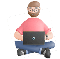 a man with a beard is sitting in a lotus position with a laptop