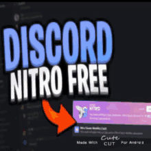 an advertisement for discord nitro free with an arrow pointing to the bottom