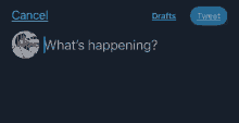 a screenshot of a twitter app with a question about what 's happening