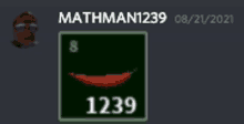 a screenshot of mathman 1239 with a smiley face