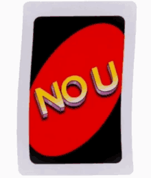 the back of a card with the word no u on it