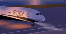 a connect global airplane is parked on the runway