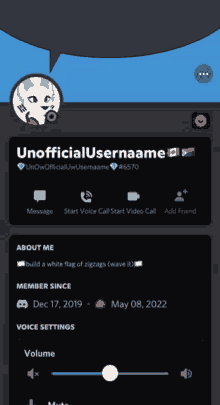 a screenshot of a person 's discord profile with their username unofficialusername