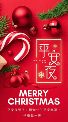 a merry christmas greeting card with chinese writing