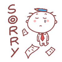 a cartoon drawing of a man with a pencil on his head and the word sorry below him