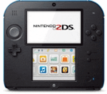 a nintendo 2ds is displayed on a black device