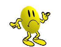 a cartoon smiley face with a sad face and yellow hands and legs