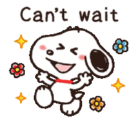 a cartoon of snoopy with the words can 't wait