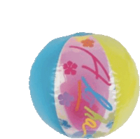 a colorful beach ball with flowers and the word aloha on it