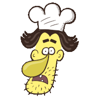 a cartoon of a man wearing a chef hat