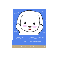 a cartoon drawing of a polar bear in the water