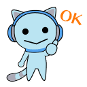 a cartoon cat wearing headphones is giving the ok sign .