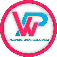 a logo for pagina web colombia with a pink and blue logo