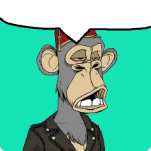 a cartoon of a monkey wearing a hat and a leather jacket