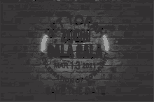 a black and white photo of a brick wall that says get torak zoom gala gala march 13 2021