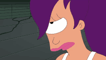 a cartoon of a woman with purple hair making a face