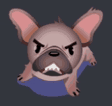 a cartoon drawing of an angry bulldog with a purple background