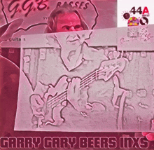 a poster for garry gary beers inxs with a man playing a guitar