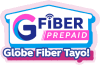 a logo for globe fiber tayo with a house on it