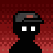 a pixel art of a person with a hat on