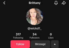 a screenshot of brittany 's profile on tik tok