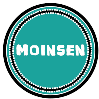 a blue circle with the word moinsen written inside of it