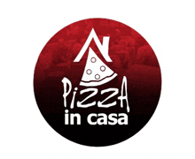 a pizza in casa logo with a slice of pizza