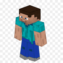 a 3d rendering of a minecraft character standing on a checkered background