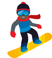 a snowboarder wearing a scarf and goggles is riding a yellow board