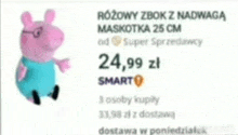 a peppa pig stuffed animal is on sale for 24,99 zł