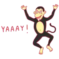 a cartoon of a monkey with the word yaaay below it