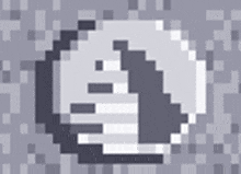 a pixel art of a circle with a shadow on a gray background