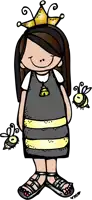 a cartoon of a girl wearing a crown and holding bees