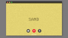 a computer screen shows a video call with the word sand on the screen