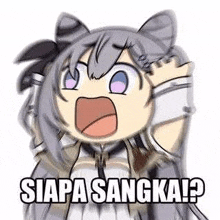 a cartoon girl with a surprised look on her face and the words `` siapa sangka ? ''