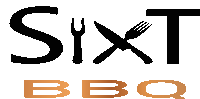 a logo for sixt bbq with a knife and fork in the middle