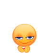 a yellow smiley face is sitting next to a red heart on a white background .