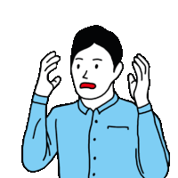 a drawing of a man with his hands on his head and a surprised look on his face