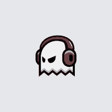 a cartoon ghost wearing headphones and a hat