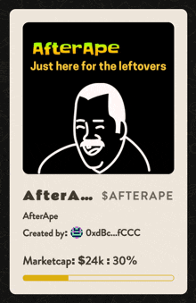 a card that says after ape just here for the leftovers on it