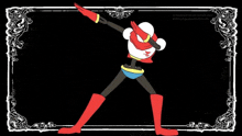 a cartoon of papyrus doing a dab with a black background